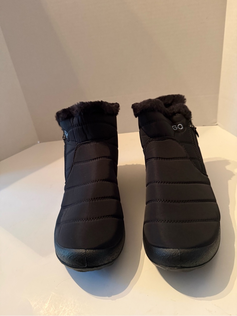 GO Women's Black Winter Faux Fur Ankle Boots Size EU, US 10
